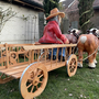 2 Deko Pferde für den Garten, Wagen, Kutscher, 2m 3