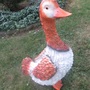 Lebensgrosse Vogelfigur als Gartendeko, Gans, braun-weiss, 76 cm hoch