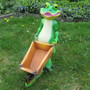 Froschfigur Deko mit Schubkarre als Blumentopf, 42 cm hoch