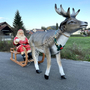 XXL professionelle Weihnachtsbeleuchtung Outdoor - Rentier, Schlitten, Weihnachtsmann lebensgross mit Zügel 280 cm